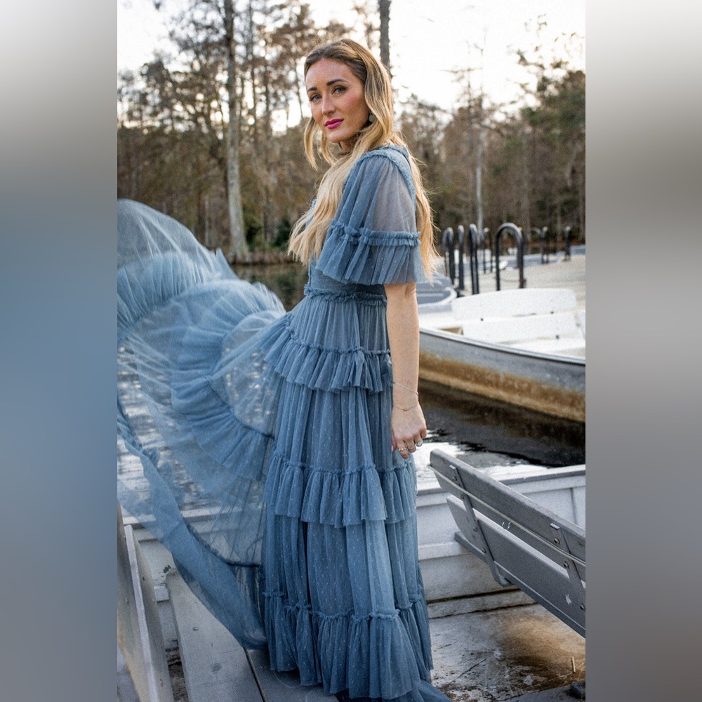 Ivy City Co. Whimsical dress in slate blue, size S - Picture 9 of 10